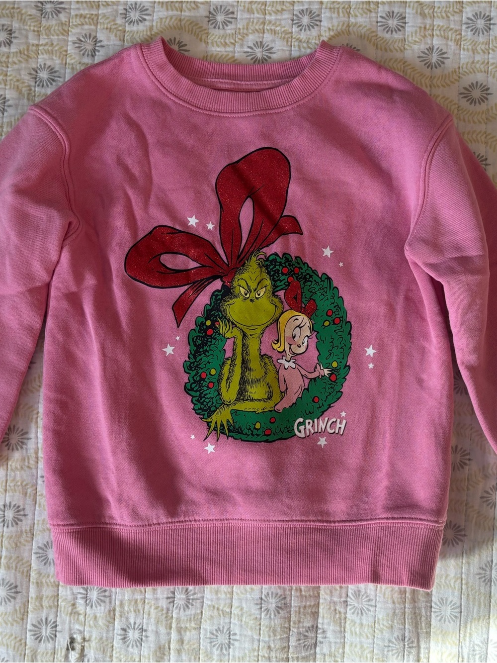 Grinch Pink Crewneck Sweatshirt for girls - Dr. Seuss Christmas